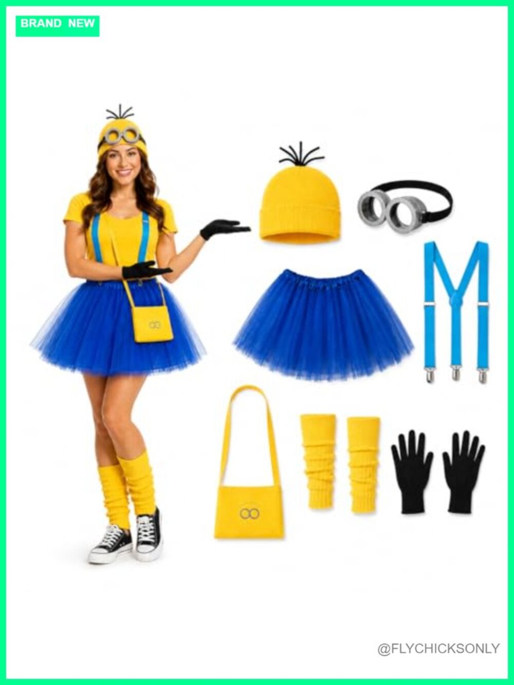 Adult Halloween Costume Set with Tutu Skirt, Goggles, Hat and Accessories